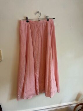Lauren Ralph Lauren Women's 100% Cotton Pink Pleated Lined Midi Skirt Size 2P